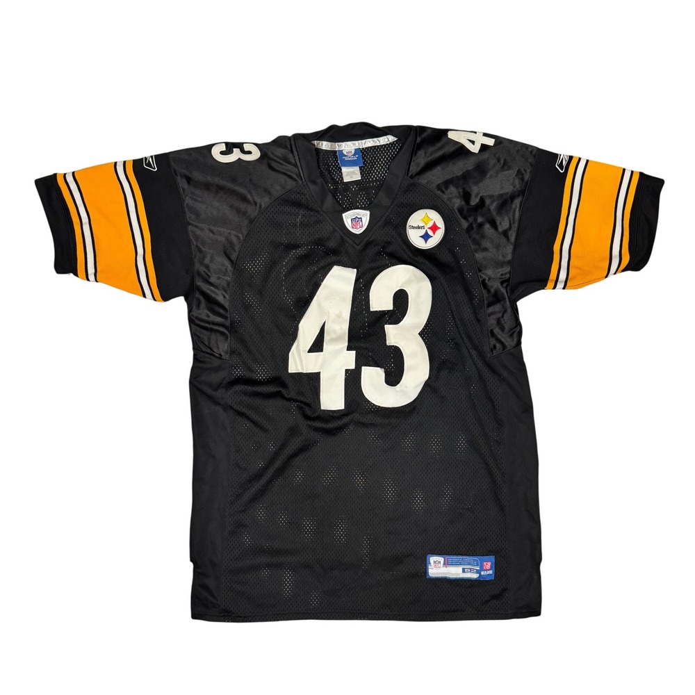 Reebok Pittsburgh Steelers Troy Polamalu 43 Stitched NFL Jersey Mens 52 Black